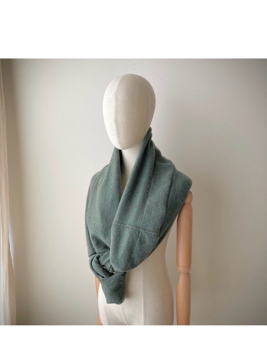 joodito 100% cashmere sweater wrap preppy tie scarf japanese boro light green - Picture 4 of 11
